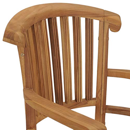 2 pcs Solid Teak Wood Patio Dining Chairs with Backrest and Armrest C859