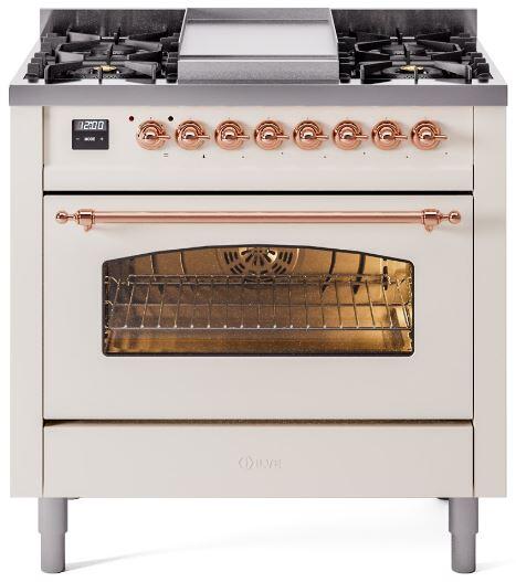 36 Dual Fuel Propane Gas Range Antique White Copper Trim U13713