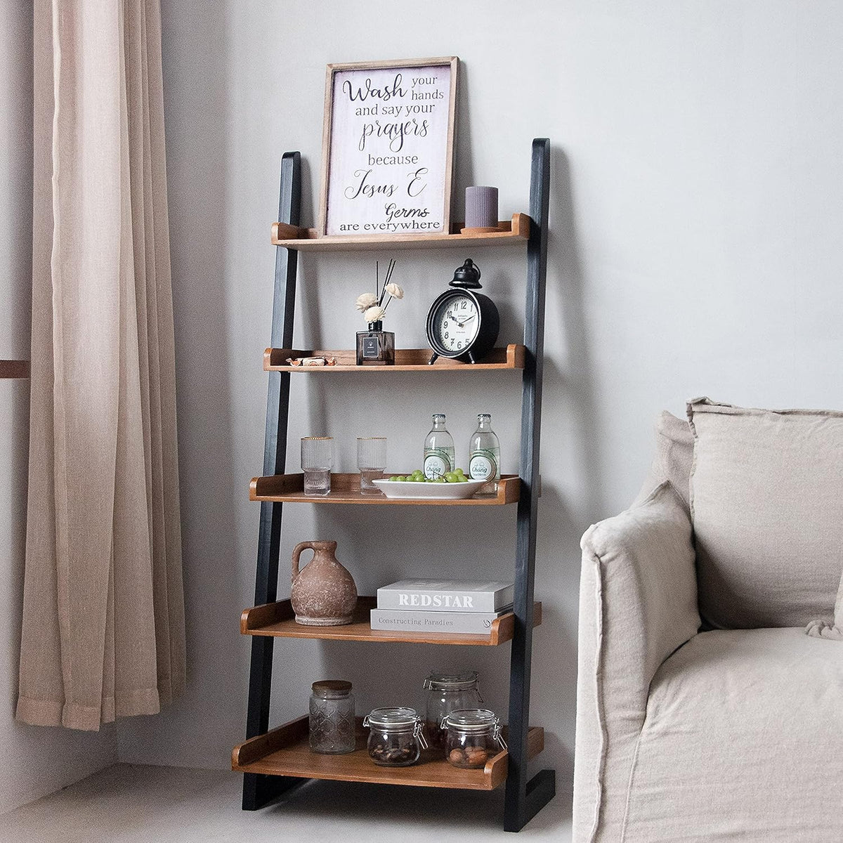 5-Tier Wooden Ladder Shelf Y6922