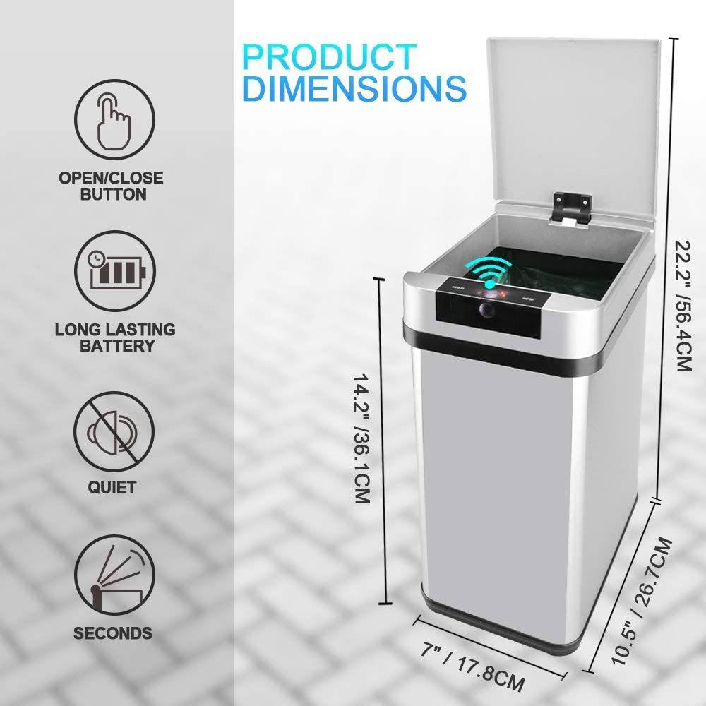 2.4 Gallon Stainless Steel Automatic Sensor Kitchen Trash Can T5961