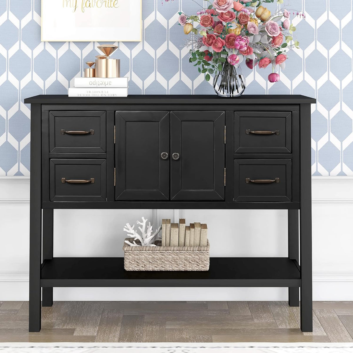 Navy Blue 6 Drawer Sideboard Console Table J4813