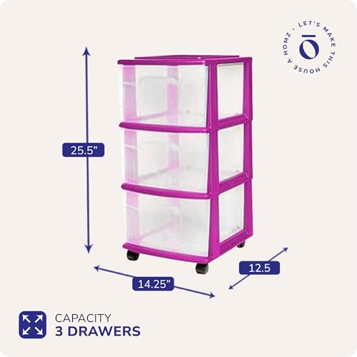 3-Tier Clear Plastic Storage Organizer Cart with Wheels P7534