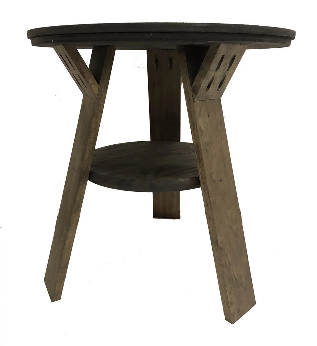 Round End Table with Shelf 22 Inches Tall J1491