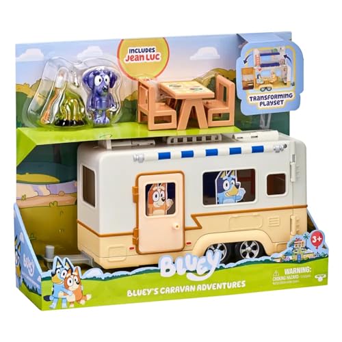 Bluey Caravan Playset with 2.5-3 inch Figures, Camper Van, 2 Figures, 5 Accessories, 1 Sticker W6327