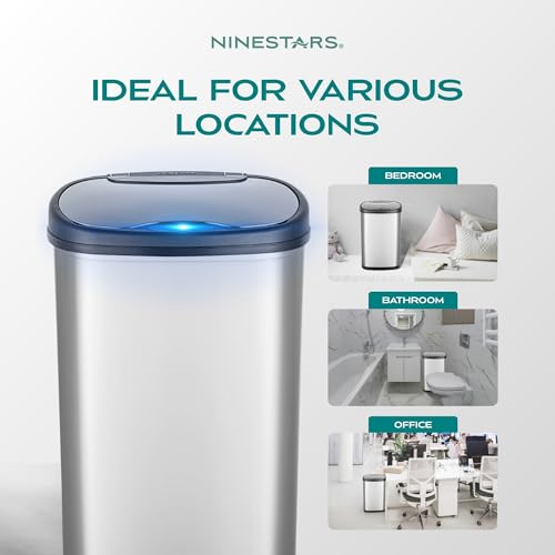Stainless Steel Motion Sensor Trash Can, 50liters, Silver Y7346