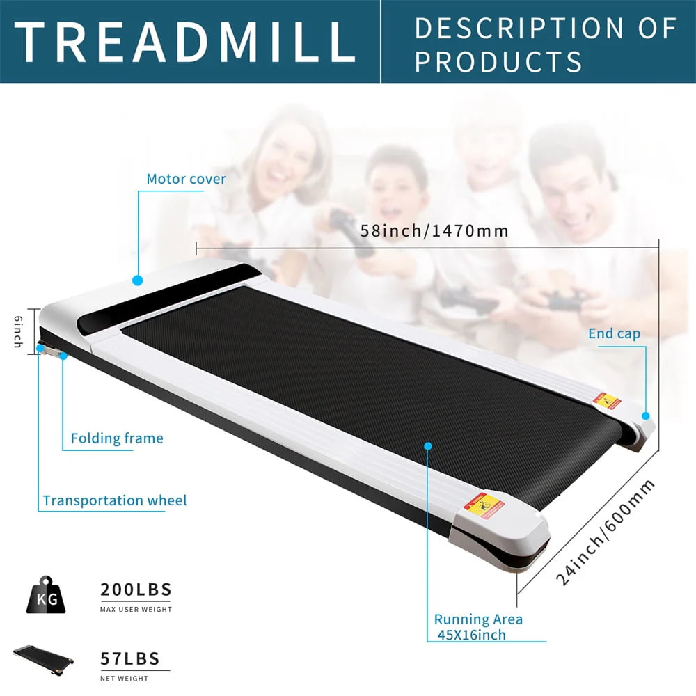 Portable 1.5HP Under Desk Walking Pad with LED Display U8604