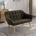 Small 2-Seat Cream Velvet Loveseat with Gold Legs A64193