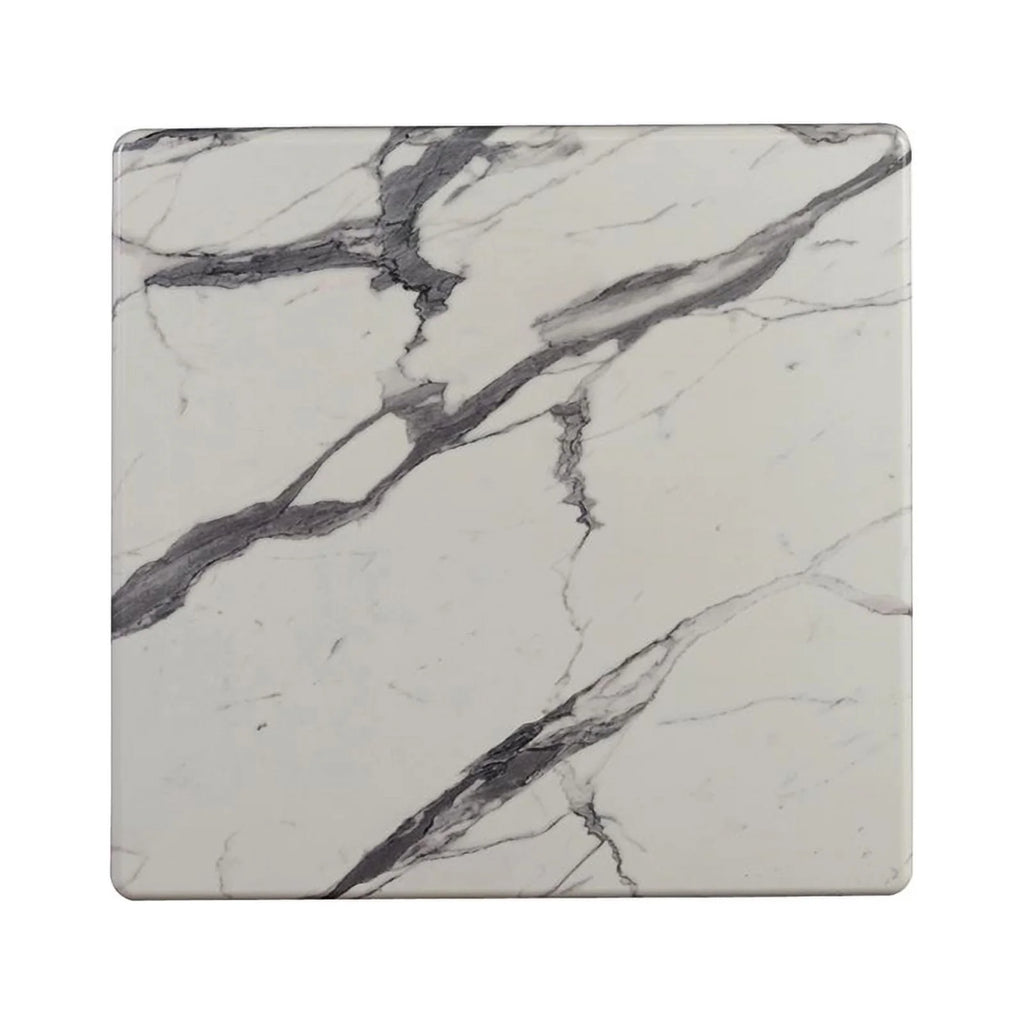 Wood Square Faux Marble Top End Table E116