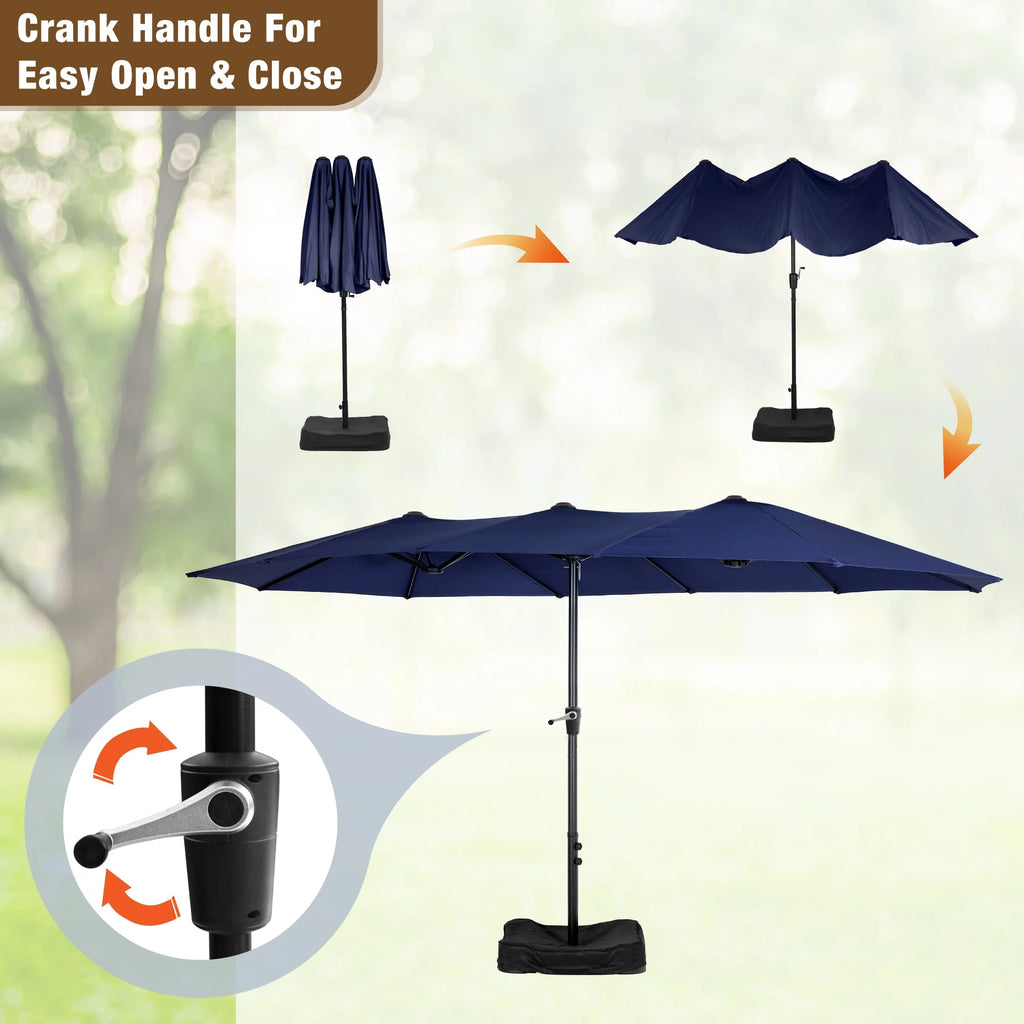 8-Piece Outdoor Patio Set with 13 ft Navy Umbrella E672030