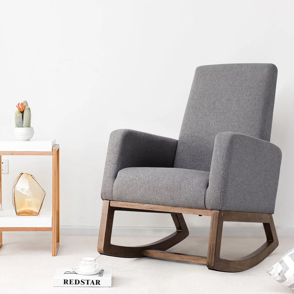 Mid Century Rocking Chair Beige A19043