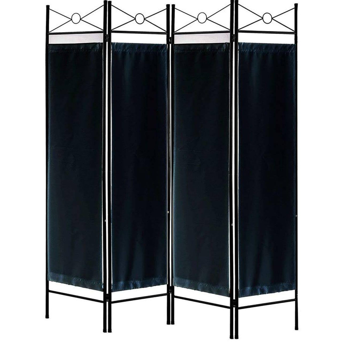 4 Panel Metal and Woven Fabric Room Divider C33194