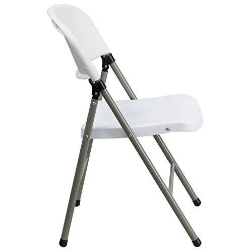 White Plastic Folding Chair with Gray Frame K1986