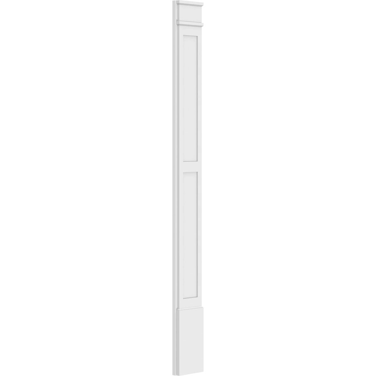 10x22W x 108x22H x 2x22P Two Equal Flat Panel PVC Pilaster with Decorative Capital & Base (Pair) R467