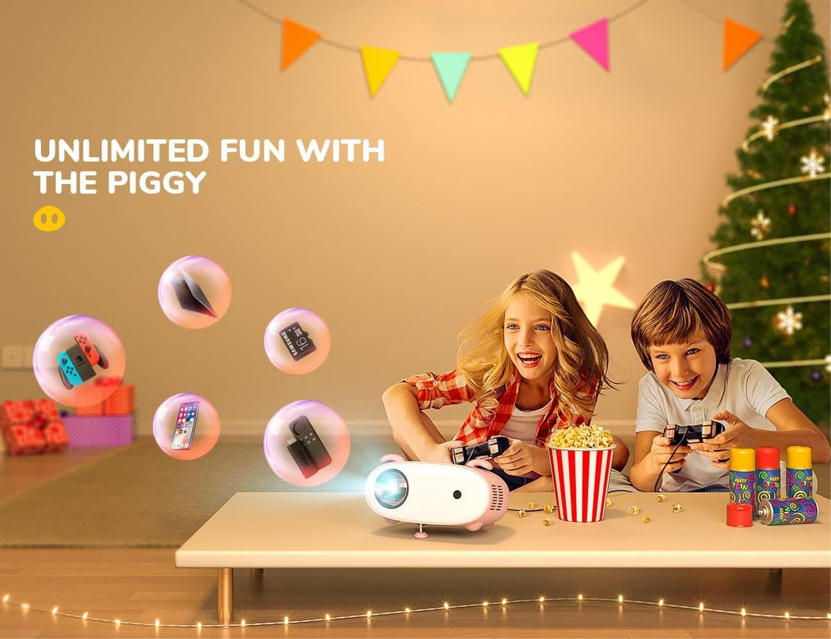 Mini Projector, Portable Video Projector with 1080P Supported and 300'' Display O80182
