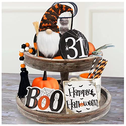 Halloween Decorations Indoor DIY Bubbling Cauldron Set Wooden Signs Gnomes Plush Bead Garland Tiered Tray Decor R895106