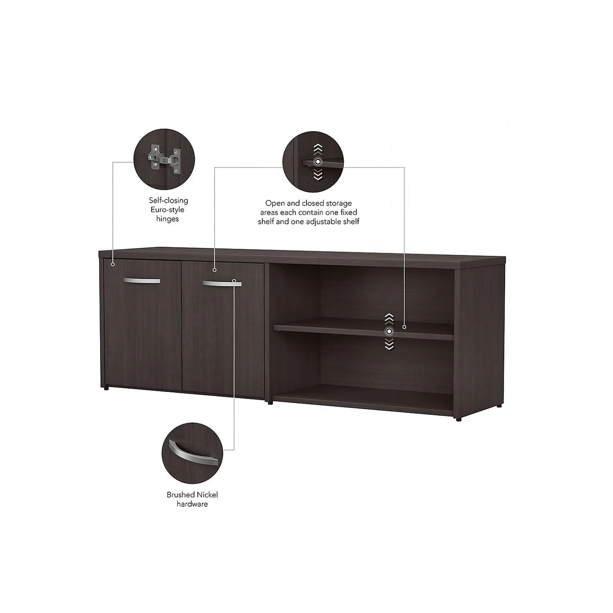 Storm Gray Storage Cabinet with Doors and Shelves M762