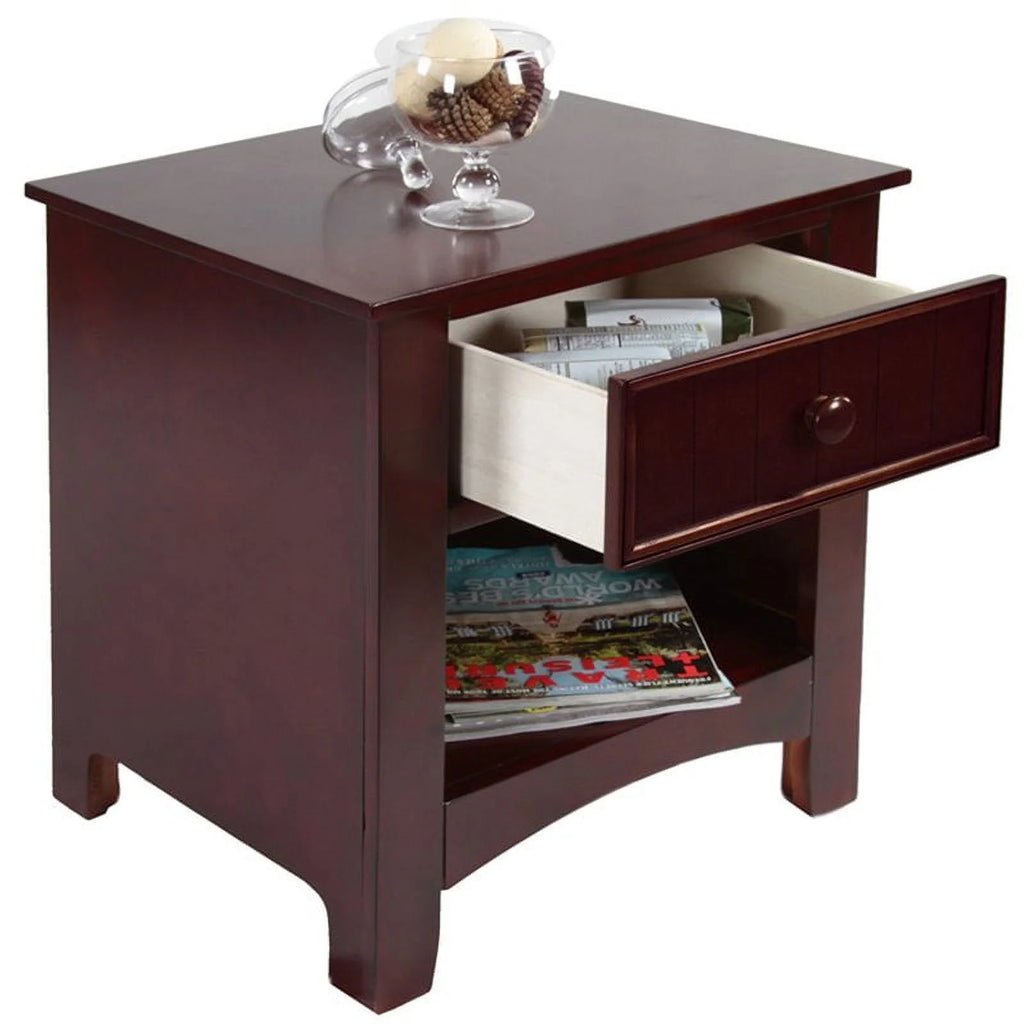 Solid Wood 1-Drawer Nightstand in Cherry N21499