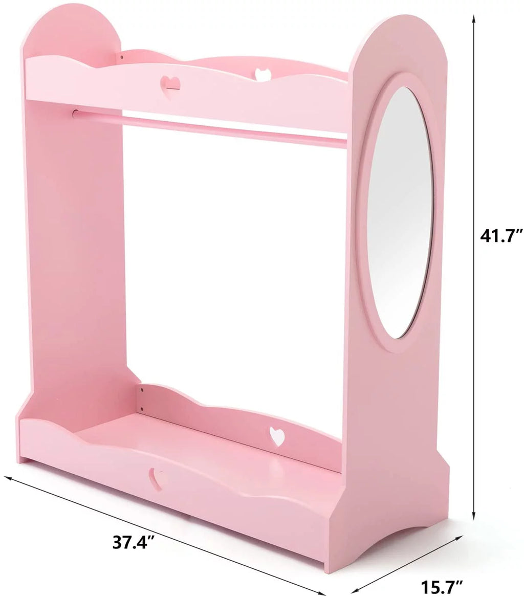 Kids Dress Up Storage Armoire Closet with Mirror U995