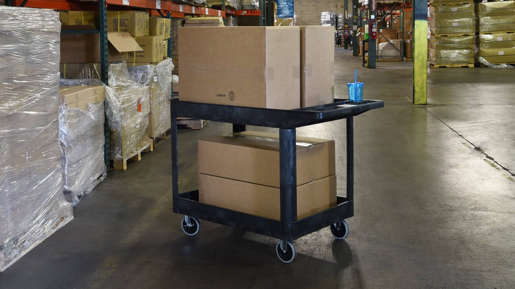 Black Heavy-Duty 2 Shelf Utility Cart L809225