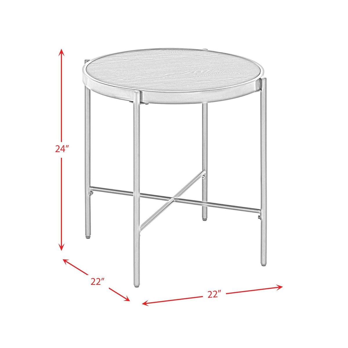Round End Table with Wooden Top - Brown F97084