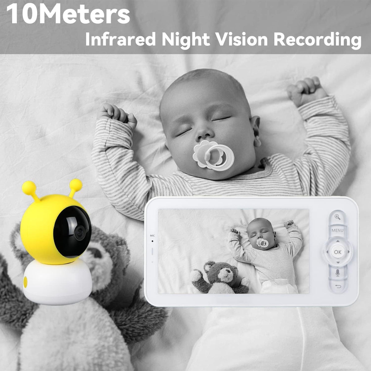 5" WiFi Baby Monitor with Camera and Audio, 1080p Camera and 720p Display D96608