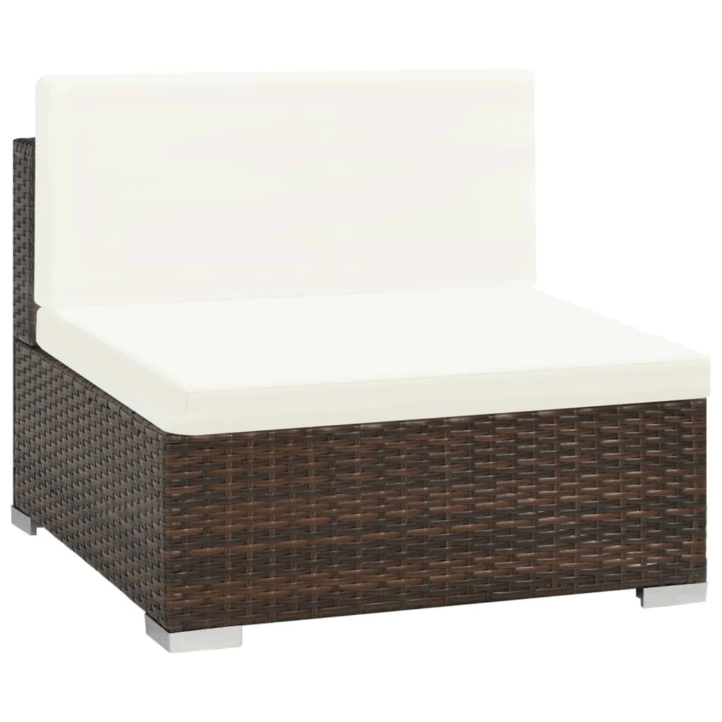 6 Piece White Cushioned Poly Rattan Patio Conversation Set with Coffee Table K10796