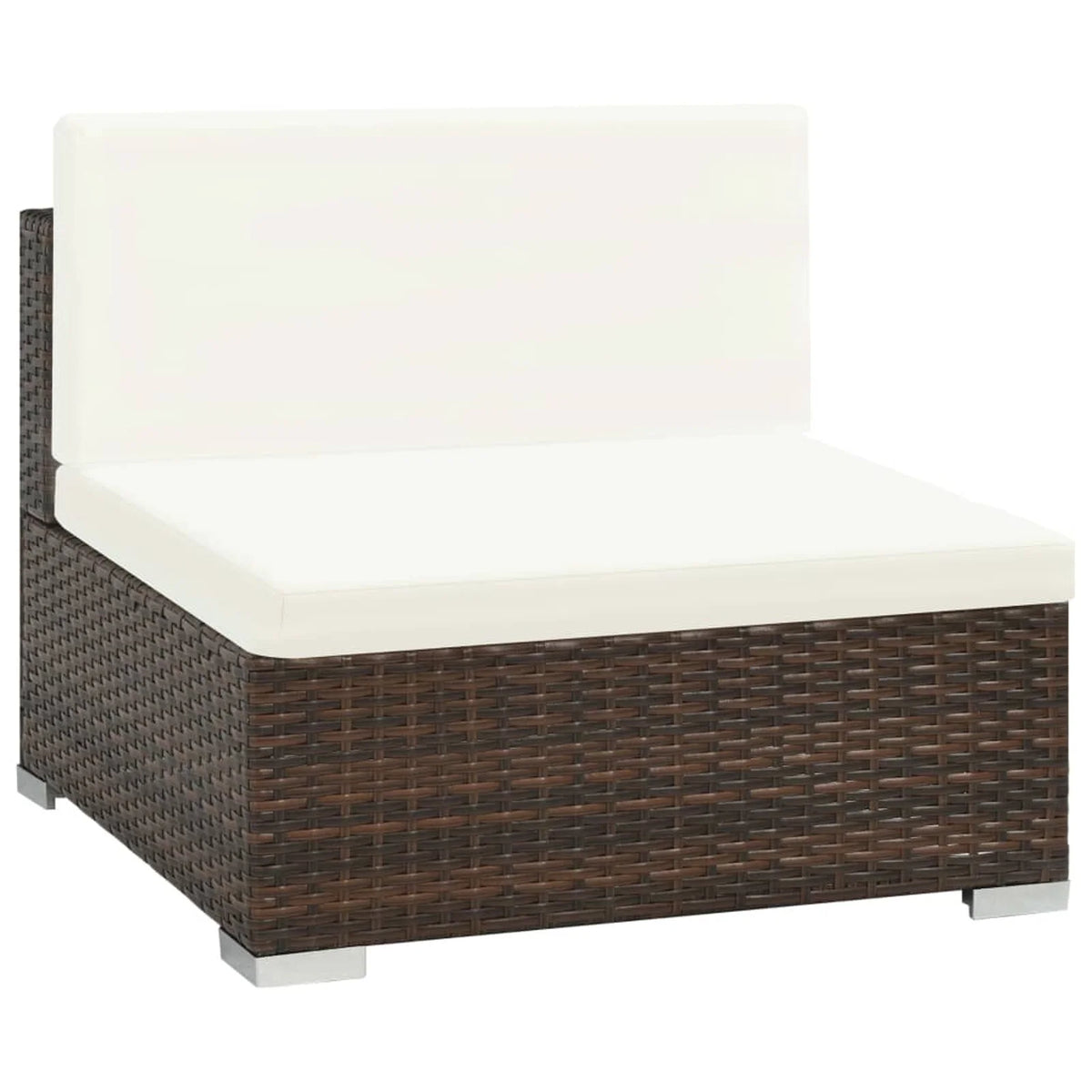 6 Piece White Cushioned Poly Rattan Patio Conversation Set with Coffee Table K10796