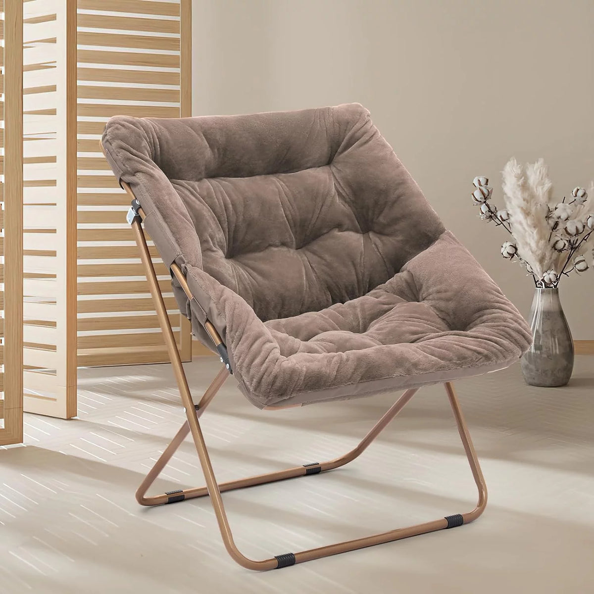 Oversized Foldable Beige Saucer Chair W17051