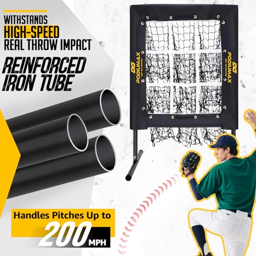 9 Hole Baseball Pitching Net with Carry Bag X493559