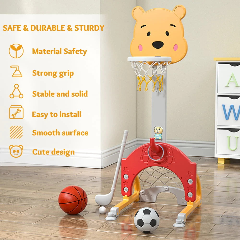 4 in 1 Adjustable Height Kids' Toddler Basketball Stand J63307