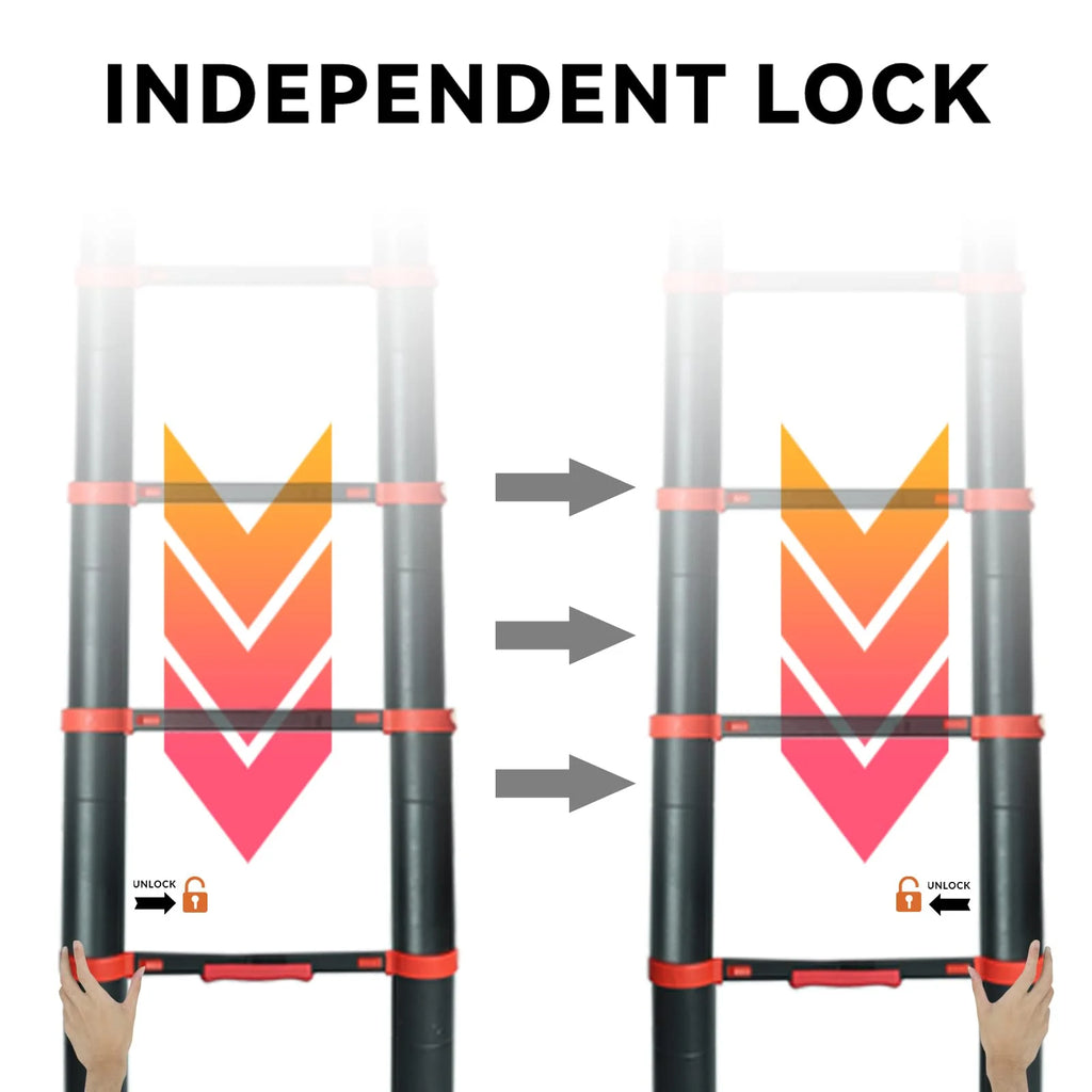 Aluminum Telescoping Extension Ladder, Red Alloy A-Frame Ladder D68103