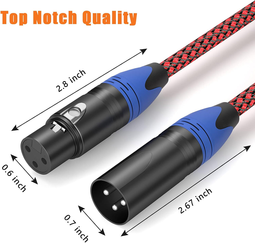 XLR Cable 6ft 10Pack Nylon Braided Microphone Cable V522