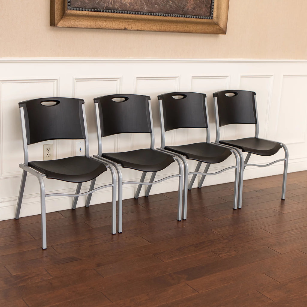 Black Plastic Stacking Chair 4 Pack Y840160
