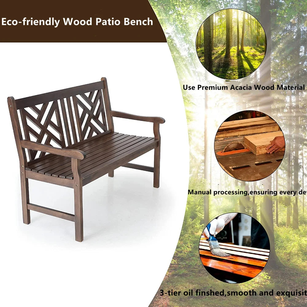 Brown Wood Patio Bench O739