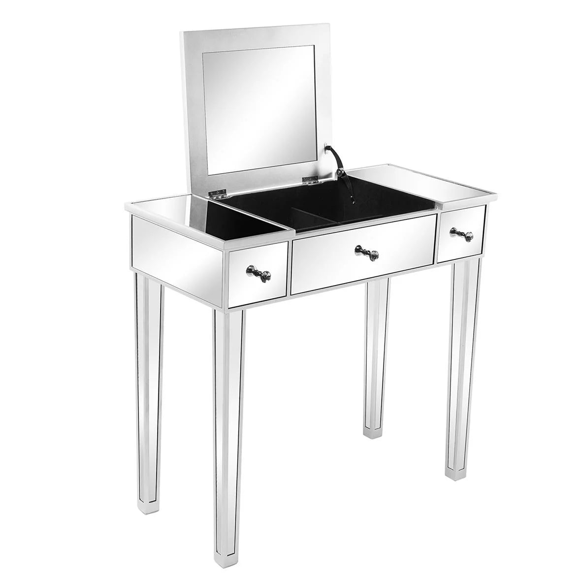 Wood Vanity Table with Flip-top Mirror 3 Drawers D642