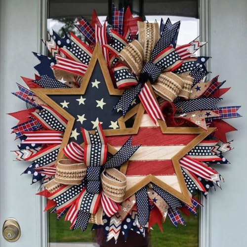 Patriotic Wreath with Red White Blue X4679