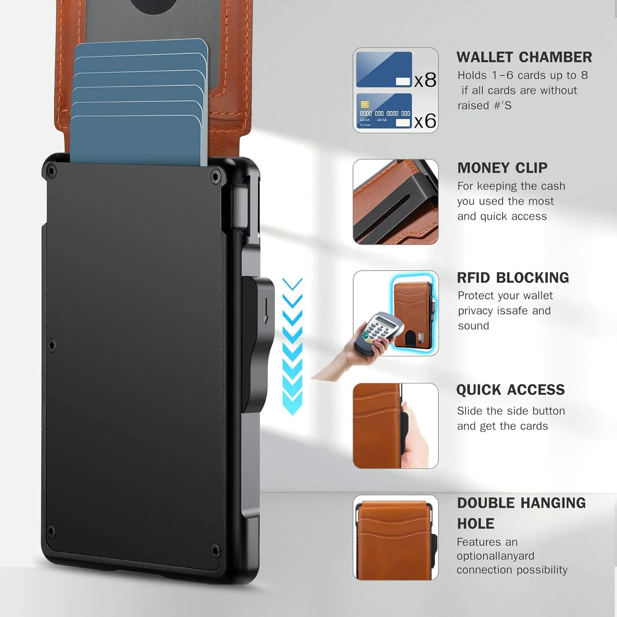 Slim Leather Bifold Wallet with Money Clip B4221