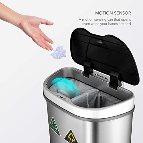 Automatic Touchless Motion Sensor 18.5 Gal. Stainless Steel Trash Can H56311
