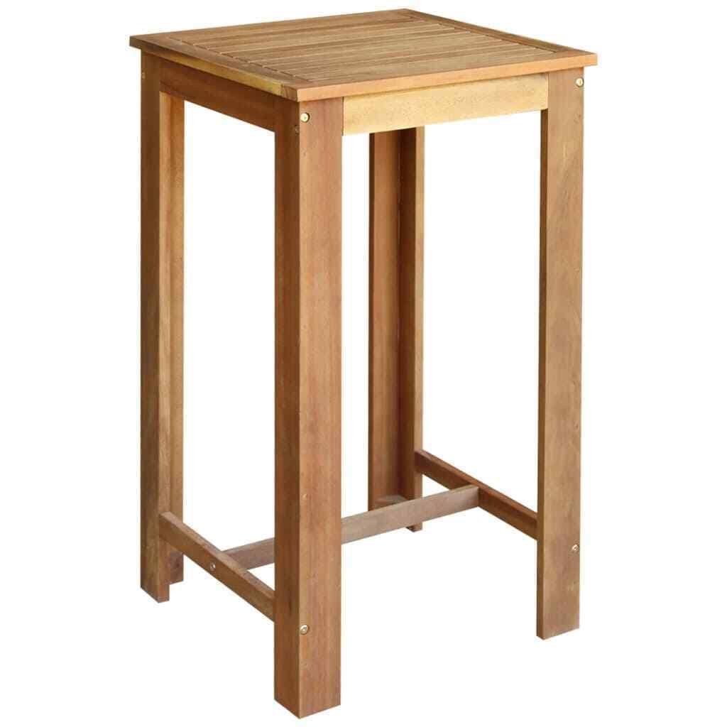 3 Pieces Solid Acacia Wood Bar Table and Chair Set W285534