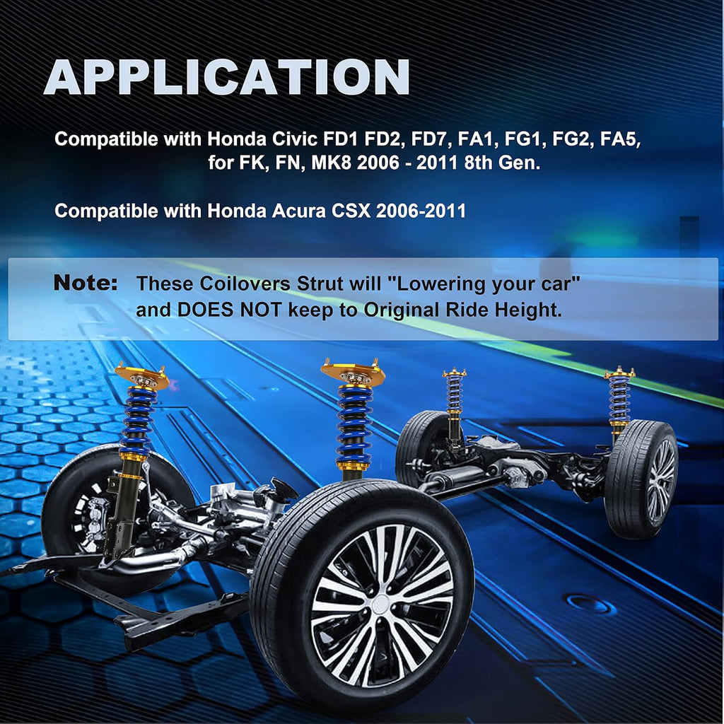 Set of 4 Coilovers Struts for Honda Civic H6976