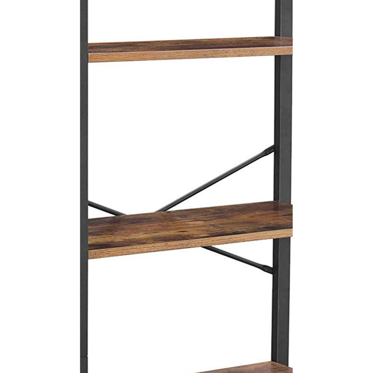 Rustic Brown and Black 4 Tier Wood and Metal Bookcase V655878