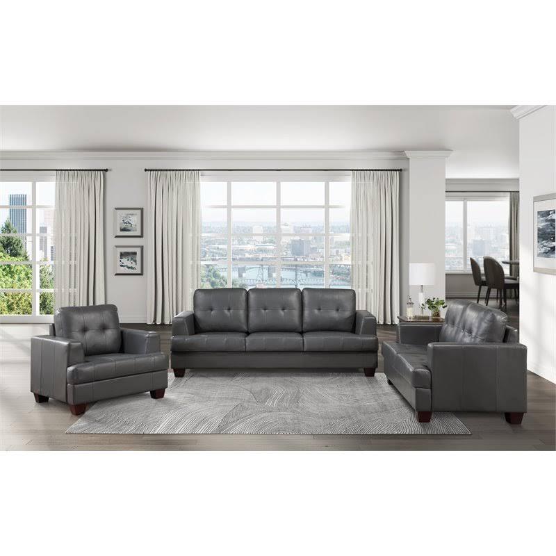 Faux Leather Loveseat in Gray J374224