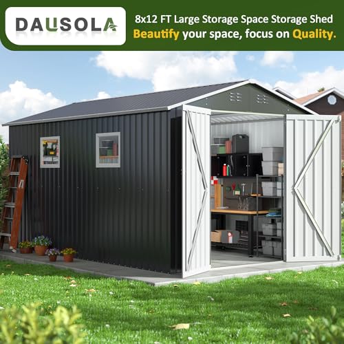 Grey Metal Outdoor Storage Shed T202353
