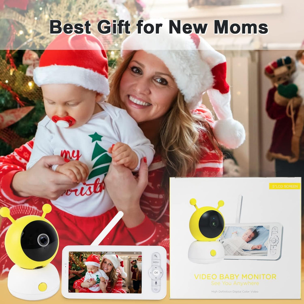 5" WiFi Baby Monitor with Camera and Audio, 1080p Camera and 720p Display D96608