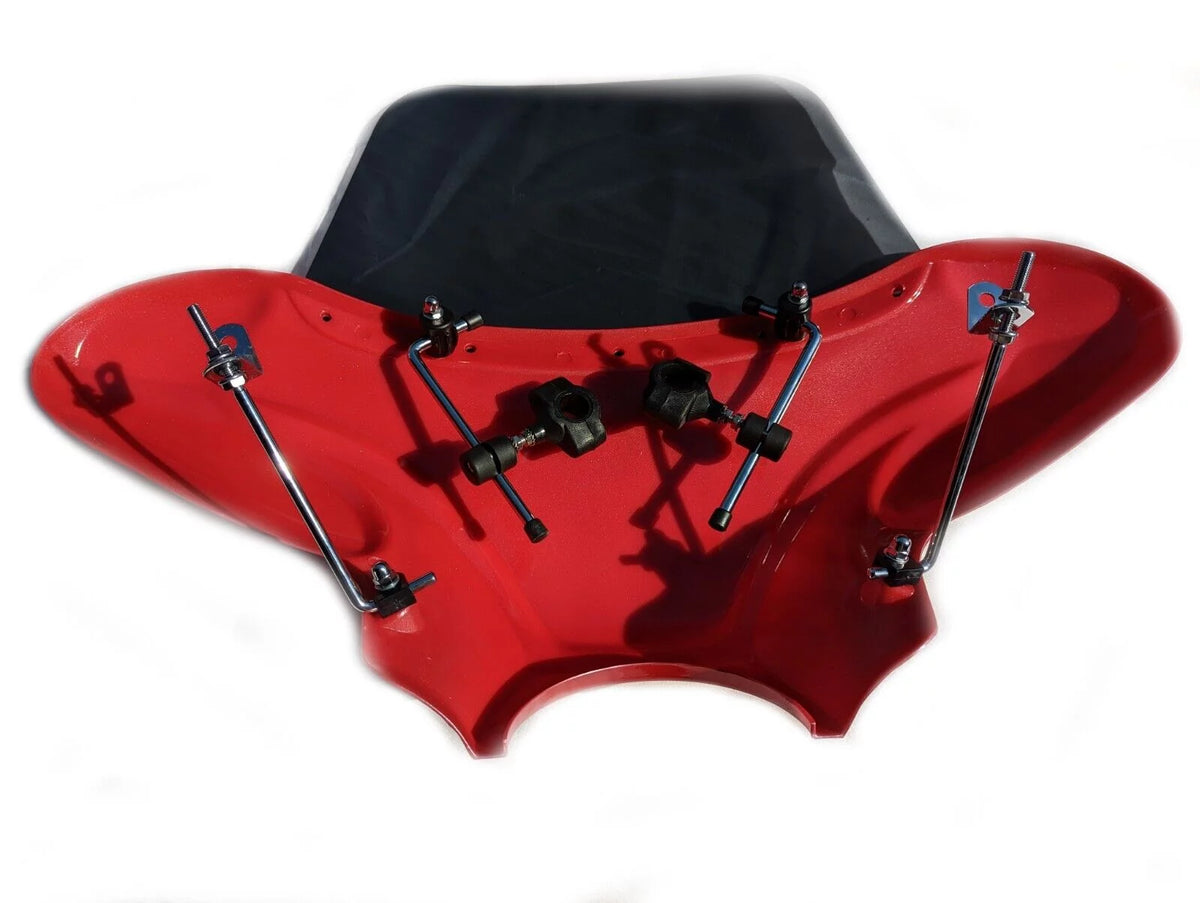 34" Red Cruiser Front Batwing Fairing with Tinted Windshield K5453