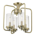 Aged Brass Semi-Flush Fixture with Seeded Glass M9351