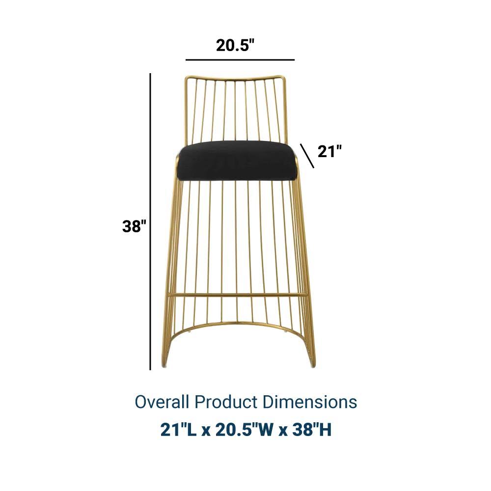 Gold Stainless Steel Velvet Bar Stool Q6884
