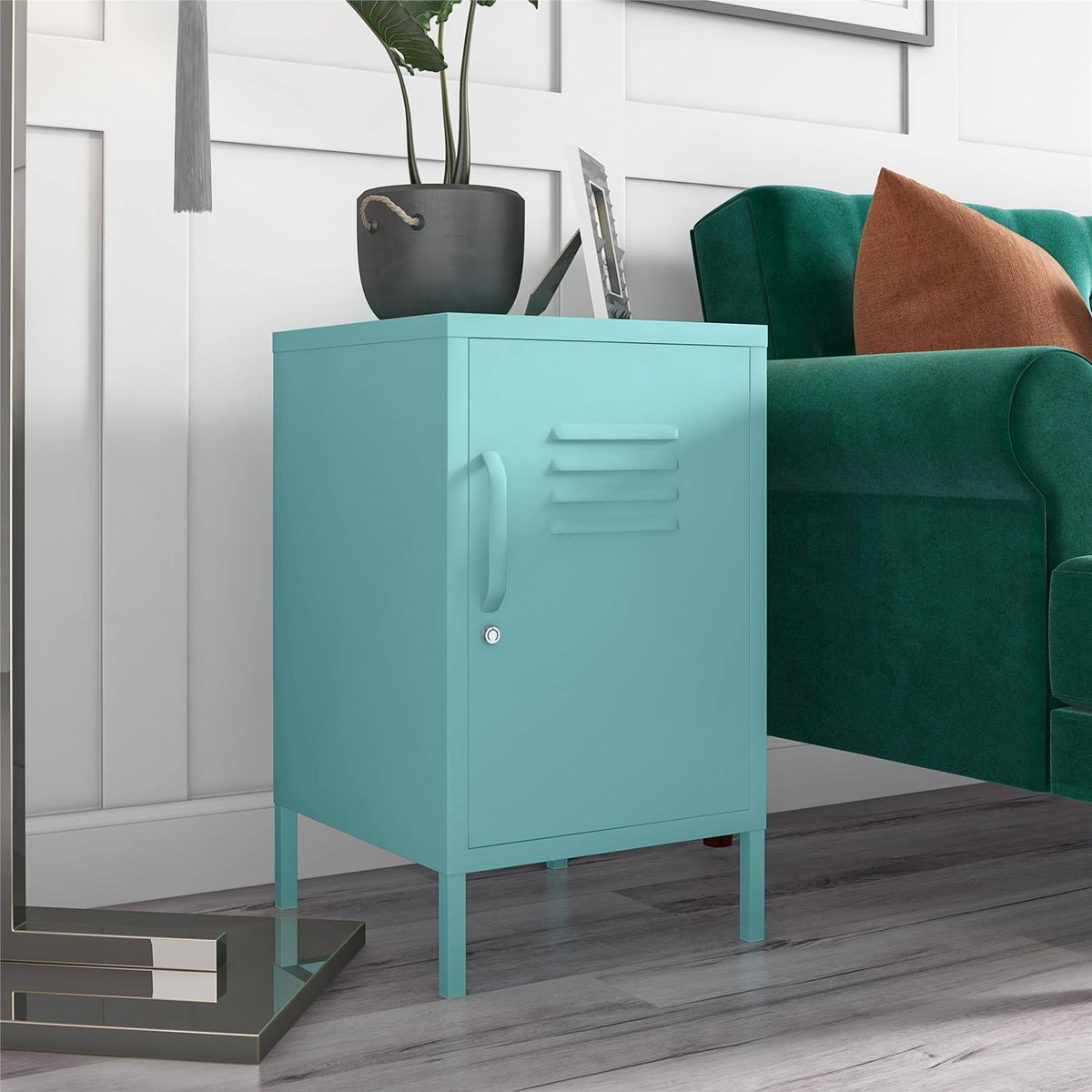 Blue Metal Locker End Table K183897