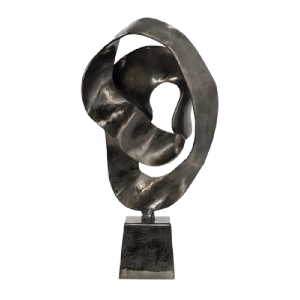 Black Abstract Sculpture on Pedestal Base D2673