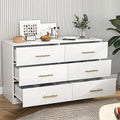 White 6 Drawer Wood Dresser with LED Light H24103